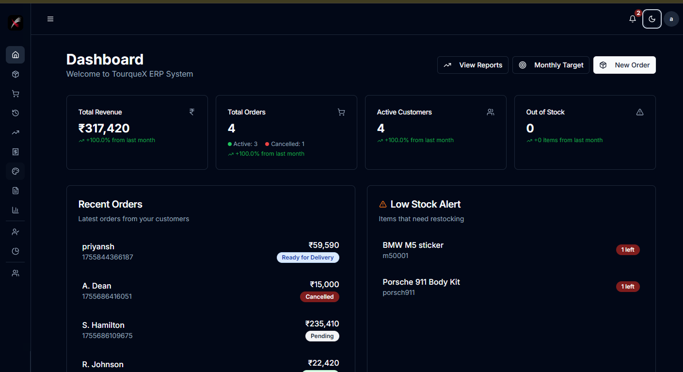 TorqueX Automotive Dashboard